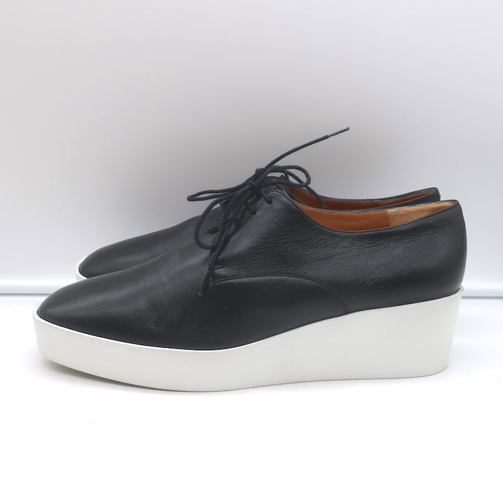 Robert Clergerie Lindsey Platform Wedge Oxfords Black Leather Size 41