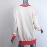 Chanel La Pausa Cashmere V-Neck Logo Sweater Cream & Pink Size 42