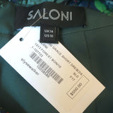 SALONI Off the Shoulder Dress Grace Green Floral Print Silk Size US 10 NEW