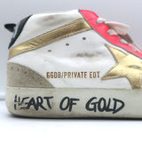 Golden Goose Heart of Gold Mid Star Sneakers White & Pink Leather Size 35