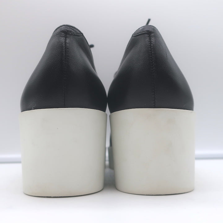 Robert Clergerie Lindsey Platform Wedge Oxfords Black Leather Size 41