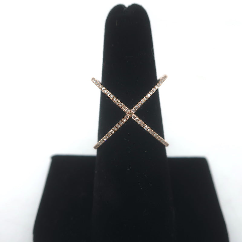 EF Collection Diamond X Ring 14k Rose Gold Size 7