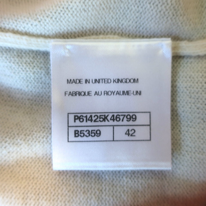 Chanel La Pausa Cashmere V-Neck Logo Sweater Cream &amp; Pink Size 42