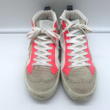 Golden Goose Heart of Gold Mid Star Sneakers White & Pink Leather Size 35