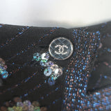 Chanel 2021 Chevron-Sequined Midi Wrap Skirt Black Metallic Knit Size 42
