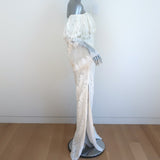 Alexis Off the Shoulder Top & Wide Leg Pants Set Cream Lace Size Medium NEW