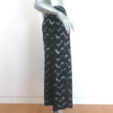 Chanel 2021 Chevron-Sequined Midi Wrap Skirt Black Metallic Knit Size 42