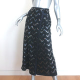 Chanel 2021 Chevron-Sequined Midi Wrap Skirt Black Metallic Knit Size 42