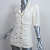 Chanel 14C Woven Tweed Short Sleeve Double Breasted Jacket Cream Size 38