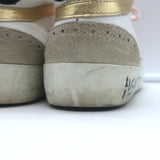 Golden Goose Heart of Gold Mid Star Sneakers White & Pink Leather Size 35