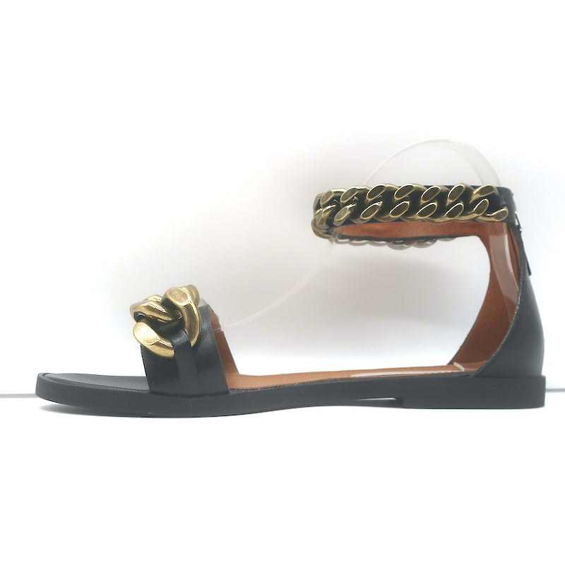 Stella McCartney Falabella Two Tone Chain-Embellished Sandals Black Size 38 NEW