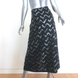 Chanel 2021 Chevron-Sequined Midi Wrap Skirt Black Metallic Knit Size 42