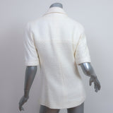 Chanel 14C Woven Tweed Short Sleeve Double Breasted Jacket Cream Size 38