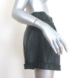 Saint Laurent Cuffed Leather Shorts Black Size 40