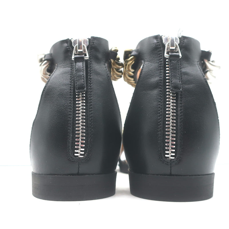 Stella McCartney Falabella Two Tone Chain-Embellished Sandals Black Size 38 NEW