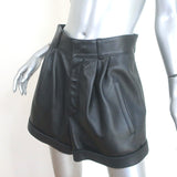 Saint Laurent Cuffed Leather Shorts Black Size 40