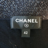 Chanel 2021 Chevron-Sequined Midi Wrap Skirt Black Metallic Knit Size 42