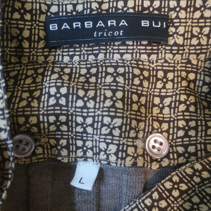 Barbara Bui Detachable-Trim Sweater Taupe Brown Ribbed Merino Wool Size Large