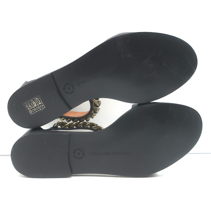 Stella McCartney Falabella Two Tone Chain-Embellished Sandals Black Size 38 NEW