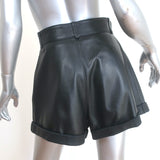 Saint Laurent Cuffed Leather Shorts Black Size 40