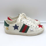 Gucci Ace Star Sneakers White & Metallic Leather Size 36.5