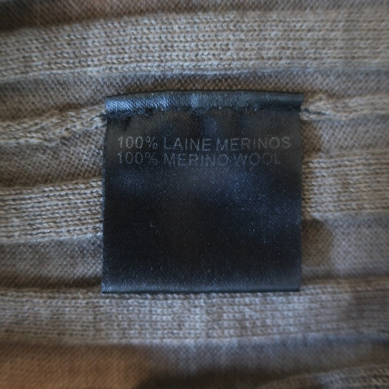 Barbara Bui Detachable-Trim Sweater Taupe Brown Ribbed Merino Wool Size Large