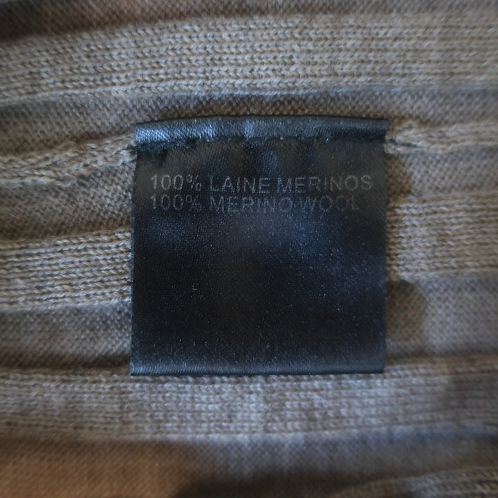 Barbara Bui Detachable-Trim Sweater Taupe Brown Ribbed Merino Wool Size Large