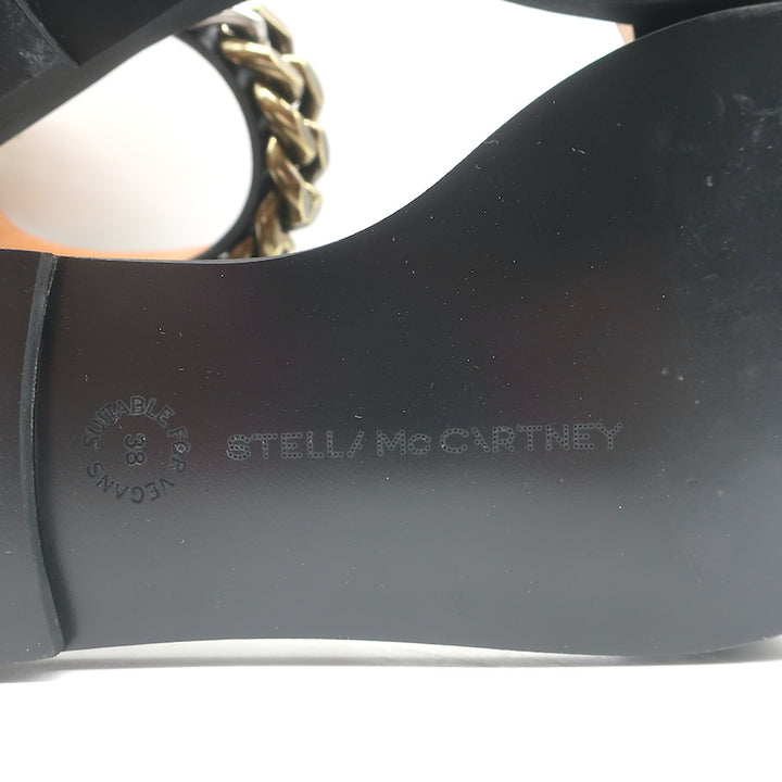 Stella McCartney Falabella Two Tone Chain-Embellished Sandals Black Size 38 NEW