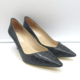 Stella McCartney Croc-Embossed Pointed Toe Pumps Black Faux Leather Size 38.5