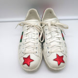 Gucci Ace Star Sneakers White & Metallic Leather Size 36.5