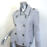 Burberry Double Breasted Ribbed Knit Sweater Jacket Light Gray Size Small