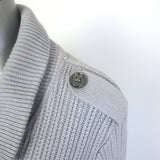 Burberry Double Breasted Ribbed Knit Sweater Jacket Light Gray Size Small