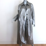 Brunello Cucinelli Metallic Leather Monili-Detail Trench Coat Silver Size 40