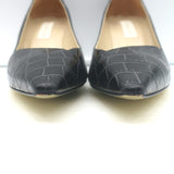 Stella McCartney Croc-Embossed Pointed Toe Pumps Black Faux Leather Size 38.5