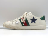 Gucci Ace Star Sneakers White & Metallic Leather Size 36.5