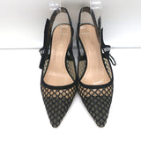 Christian Dior J'Adior Slingback Pumps Black Mesh & Suede Size 37