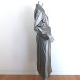 Brunello Cucinelli Metallic Leather Monili-Detail Trench Coat Silver Size 40