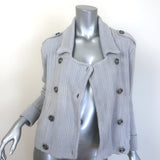 Burberry Double Breasted Ribbed Knit Sweater Jacket Light Gray Size Small