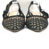 Christian Dior J'Adior Slingback Pumps Black Mesh & Suede Size 37