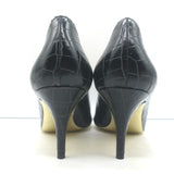 Stella McCartney Croc-Embossed Pointed Toe Pumps Black Faux Leather Size 38.5
