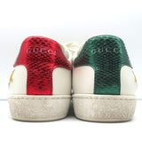 Gucci Ace Star Sneakers White & Metallic Leather Size 36.5