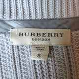 Burberry Double Breasted Ribbed Knit Sweater Jacket Light Gray Size Small