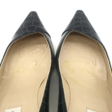 Stella McCartney Croc-Embossed Pointed Toe Pumps Black Faux Leather Size 38.5