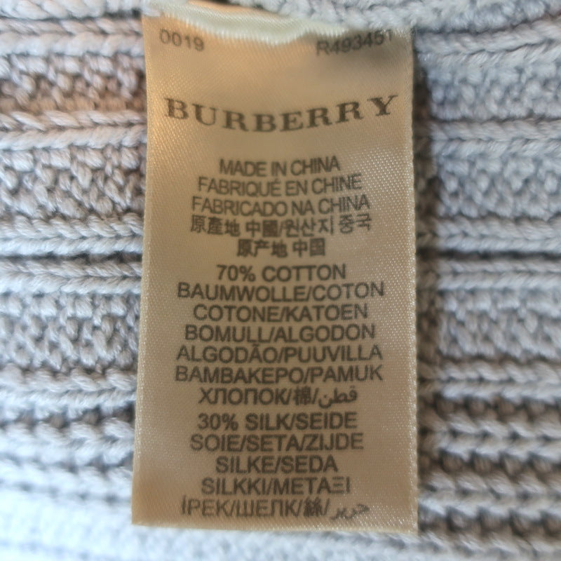 Burberry Double Breasted Ribbed Knit Sweater Jacket Light Gray Size Small