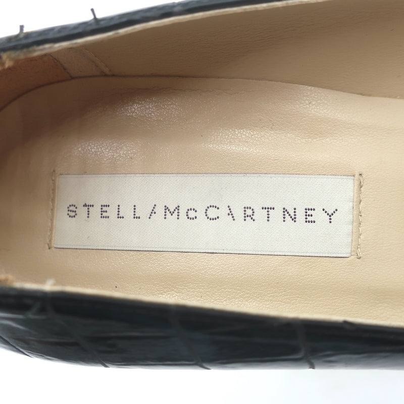 Stella McCartney Croc-Embossed Pointed Toe Pumps Black Faux Leather Size 38.5