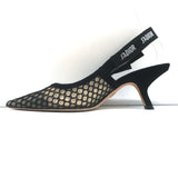 Christian Dior J'Adior Slingback Pumps Black Mesh & Suede Size 37
