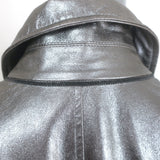 Brunello Cucinelli Metallic Leather Monili-Detail Trench Coat Silver Size 40