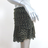 Saint Laurent Metallic Polka Dot Mini Skirt Black/Gold Silk Size 40