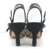 Christian Dior J'Adior Slingback Pumps Black Mesh & Suede Size 37