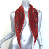Hermes Carre Kantha Plisse Scarf Red Printed Silk Twill